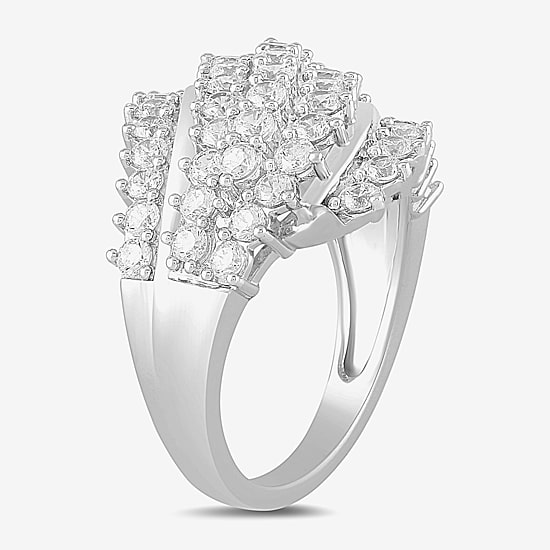 Womens 2 CT. T.W. Lab Grown White Diamond 10K Gold Cocktail Ring