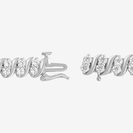Womens 4 CT. T.W. Lab Grown White Diamond 10K Gold 7.25 Inch Tennis Bracelet