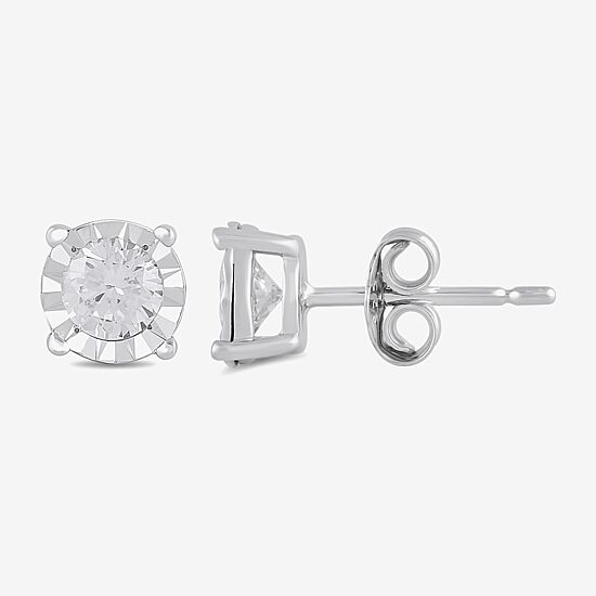 1 CT. T.W. Lab-Grown Diamond Sterling Silver Round Earring Set