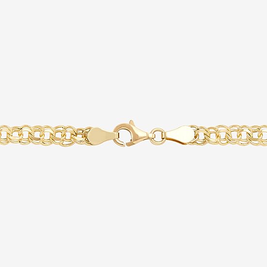 Womens 10K Gold 7.25 Inch Hollow Fashion Chain Bracelet