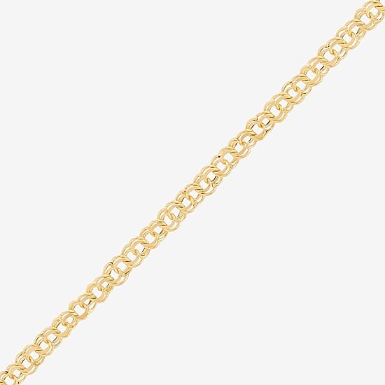 Womens 10K Gold 7.25 Inch Hollow Fashion Chain Bracelet