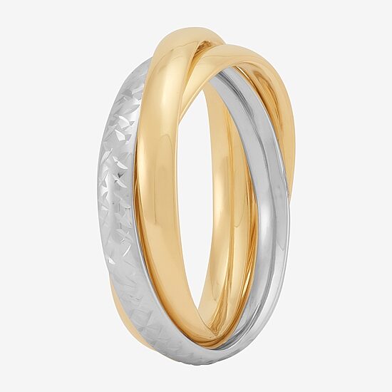 Made in Italy Womens 3MM 10K Two Tone Gold Round Band