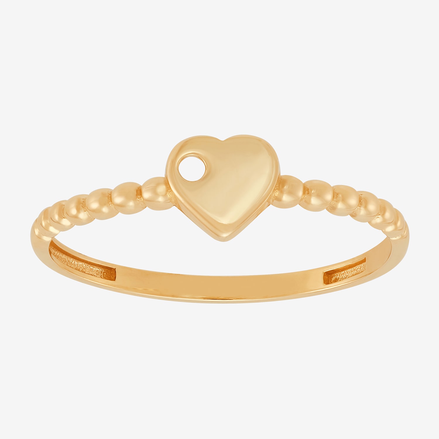Gold Addiction Womens 10K Heart Round Band