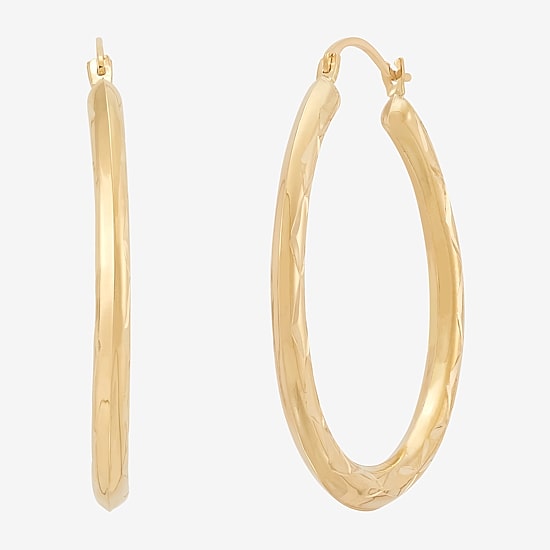Womens 10K Gold 32.3mm Round Hoop Earrings