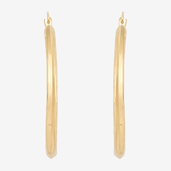 Womens 10K Gold 32.3mm Round Hoop Earrings