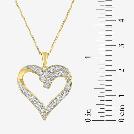 (G-H / I1-I2) Womens 5/8 CT. T.W. Lab Grown White Diamond 14K Gold Over Silver Sterling Silver Heart 18 Inch Pendant Necklace