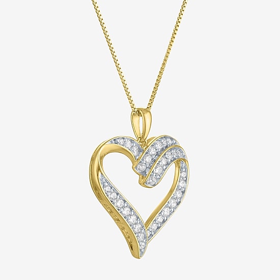 (G-H / I1-I2) Womens 5/8 CT. T.W. Lab Grown White Diamond 14K Gold Over Silver Sterling Silver Heart 18 Inch Pendant Necklace