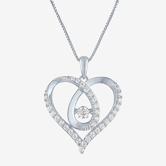 (G-H / I1-I2) Womens 5/8 CT. T.W. Lab Grown White Diamond Sterling Silver Heart 18 Inch Pendant Necklace