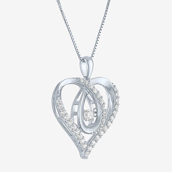 (G-H / I1-I2) Womens 5/8 CT. T.W. Lab Grown White Diamond Sterling Silver Heart 18 Inch Pendant Necklace