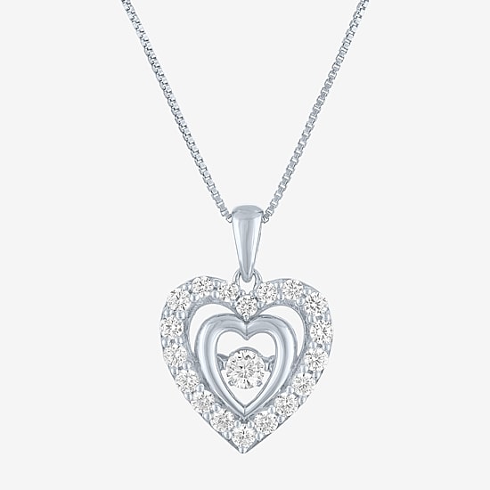 (G-H / I1-I2) Womens 5/8 CT. T.W. Lab Grown White Diamond Sterling Silver Heart 18 Inch Pendant Necklace