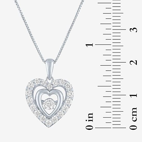 (G-H / I1-I2) Womens 5/8 CT. T.W. Lab Grown White Diamond Sterling Silver Heart 18 Inch Pendant Necklace