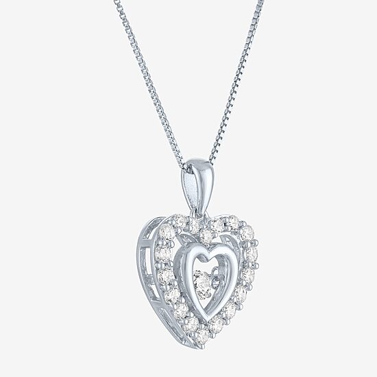 (G-H / I1-I2) Womens 5/8 CT. T.W. Lab Grown White Diamond Sterling Silver Heart 18 Inch Pendant Necklace