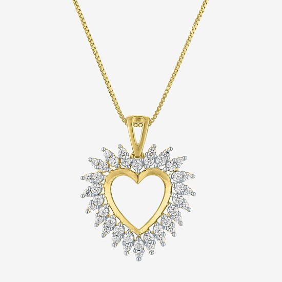 (G-H / I1-I2) Womens 5/8 CT. T.W. Lab Grown White Diamond 14K Gold Over Silver Sterling Silver Heart 18 Inch Pendant Necklace