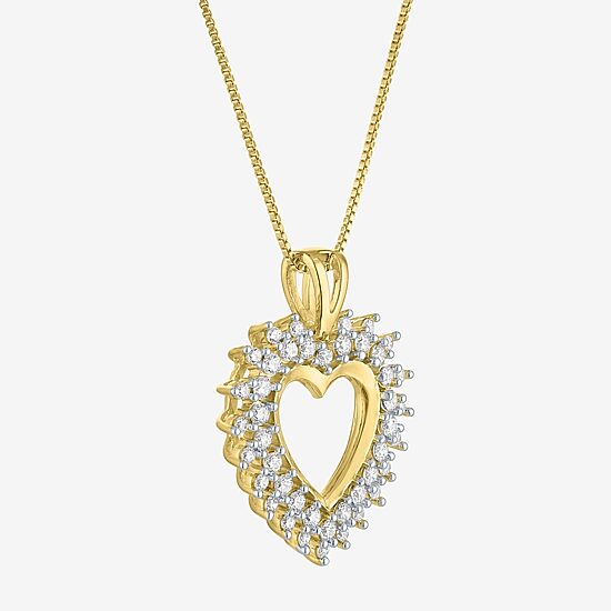 (G-H / I1-I2) Womens 5/8 CT. T.W. Lab Grown White Diamond 14K Gold Over Silver Sterling Silver Heart 18 Inch Pendant Necklace