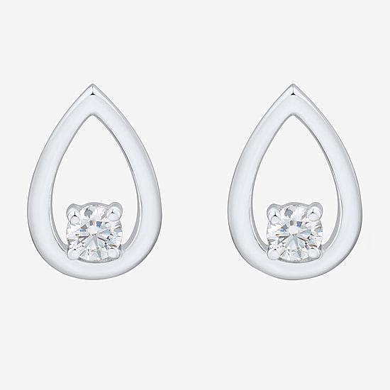 (Si1-Si2/ H-I) 1/4 CT. T.W. Lab Grown White Diamond Sterling Silver Pear Stud Earrings