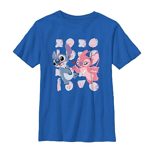 Disney Collection Little & Big Kid Boys Crew Neck Short Sleeve Regular Fit Lilo & Stitch Graphic T-Shirt, Medium, Blue
