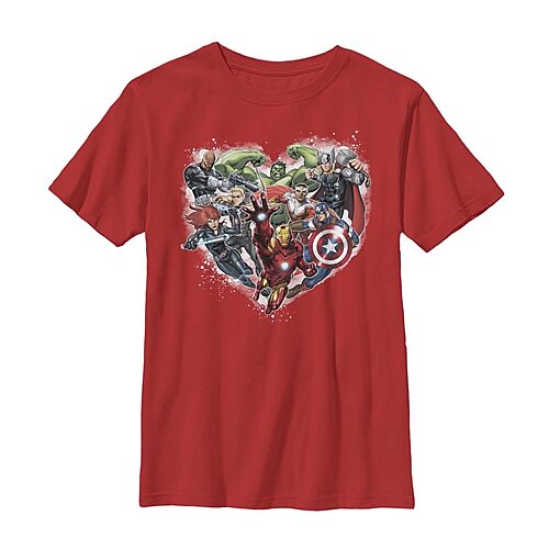 Disney Collection Little & Big Kid Boys Crew Neck Short Sleeve Regular Fit Avengers Graphic T-Shirt, X-small, Red