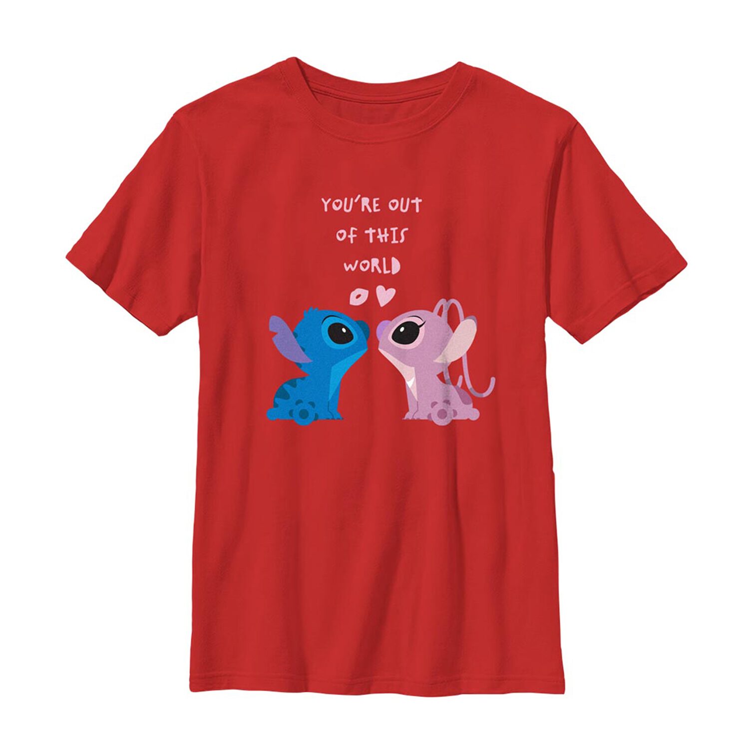 Disney Collection Little & Big Kid Boys Crew Neck Short Sleeve Regular Fit Lilo Stitch Graphic T-Shirt