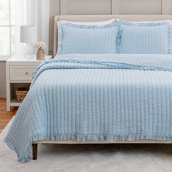 Martha Stewart Blue Ruffle Reversible Quilt