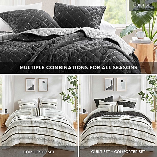 Madison Park Bianca Stripe 7-pc. Midweight Comforter & Coverlet Set