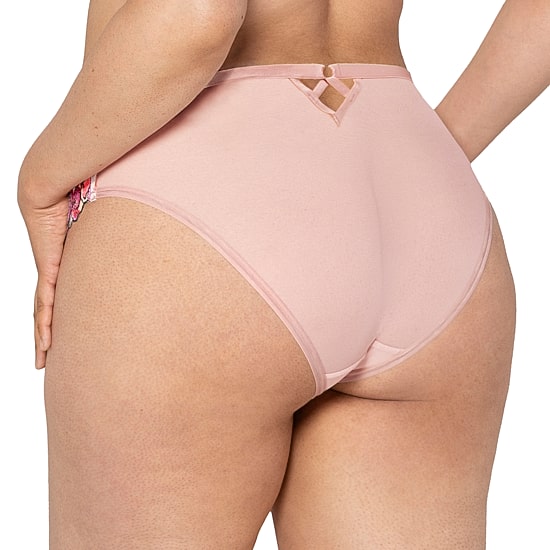 Curvy Couture Lush Embroidery Strappy Back Brief- 1615