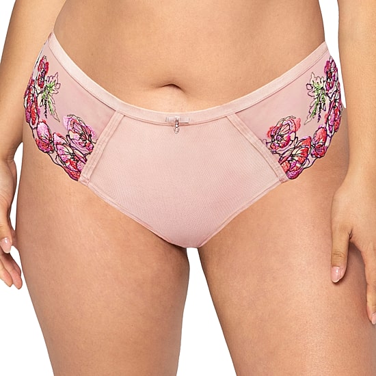 Curvy Couture Lush Embroidery Strappy Back Brief- 1615