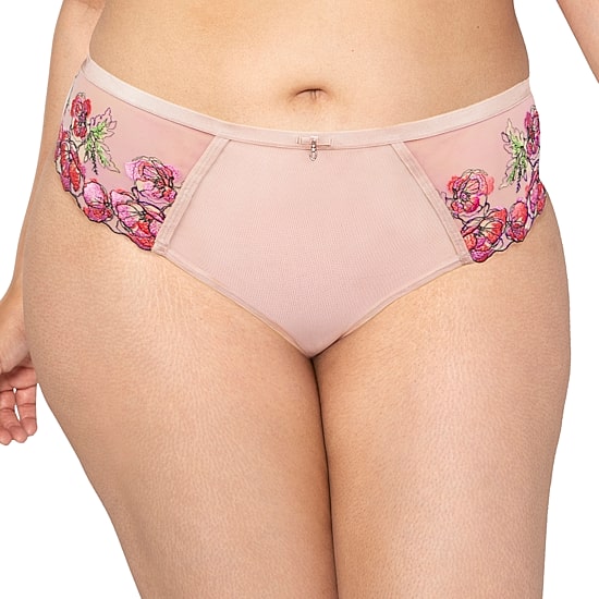 Curvy Couture Lush Embroidery Strappy Back Brief- 1615