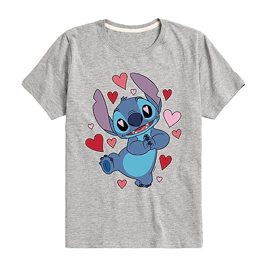 Disney Collection Little & Big Kid Boys Crew Neck Short Sleeve Regular Fit Lilo & Stitch Graphic T-Shirt