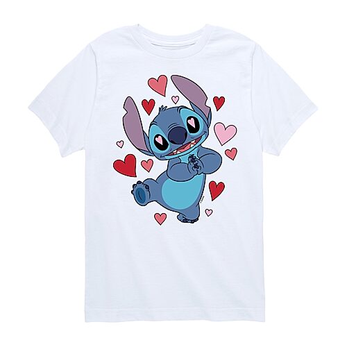 Disney Collection Little & Big Kid Boys Crew Neck Short Sleeve Regular Fit Lilo & Stitch Graphic T-Shirt, X-large, White
