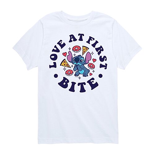 Disney Collection Little & Big Kid Boys Crew Neck Short Sleeve Regular Fit Lilo & Stitch Graphic T-Shirt, X-large, White
