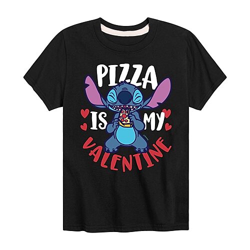 Disney Collection Little & Big Kid Boys Crew Neck Short Sleeve Regular Fit Lilo & Stitch Graphic T-Shirt, X-large, Black