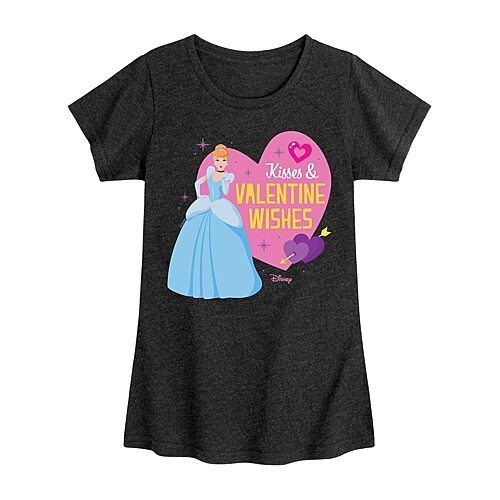 Disney Collection Little & Big Kid Girls Crew Neck Short Sleeve Regular Fit Cinderella Princess Graphic T-Shirt, X-large, Gray