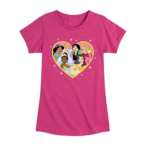 Disney Collection Little & Big Kid Girls Crew Neck Short Sleeve Regular Fit Cinderella Princess Graphic T-Shirt, X-large, Pink
