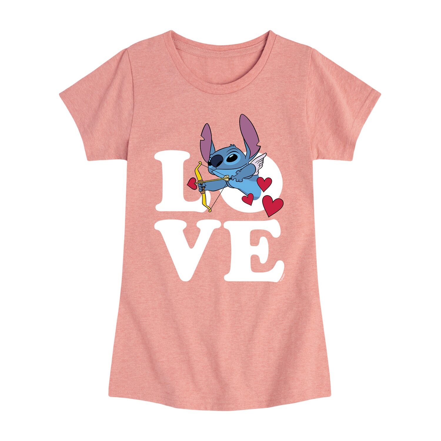 Disney Collection Little & Big Kid Girls Crew Neck Short Sleeve Regular Fit Lilo Stitch Graphic T-Shirt