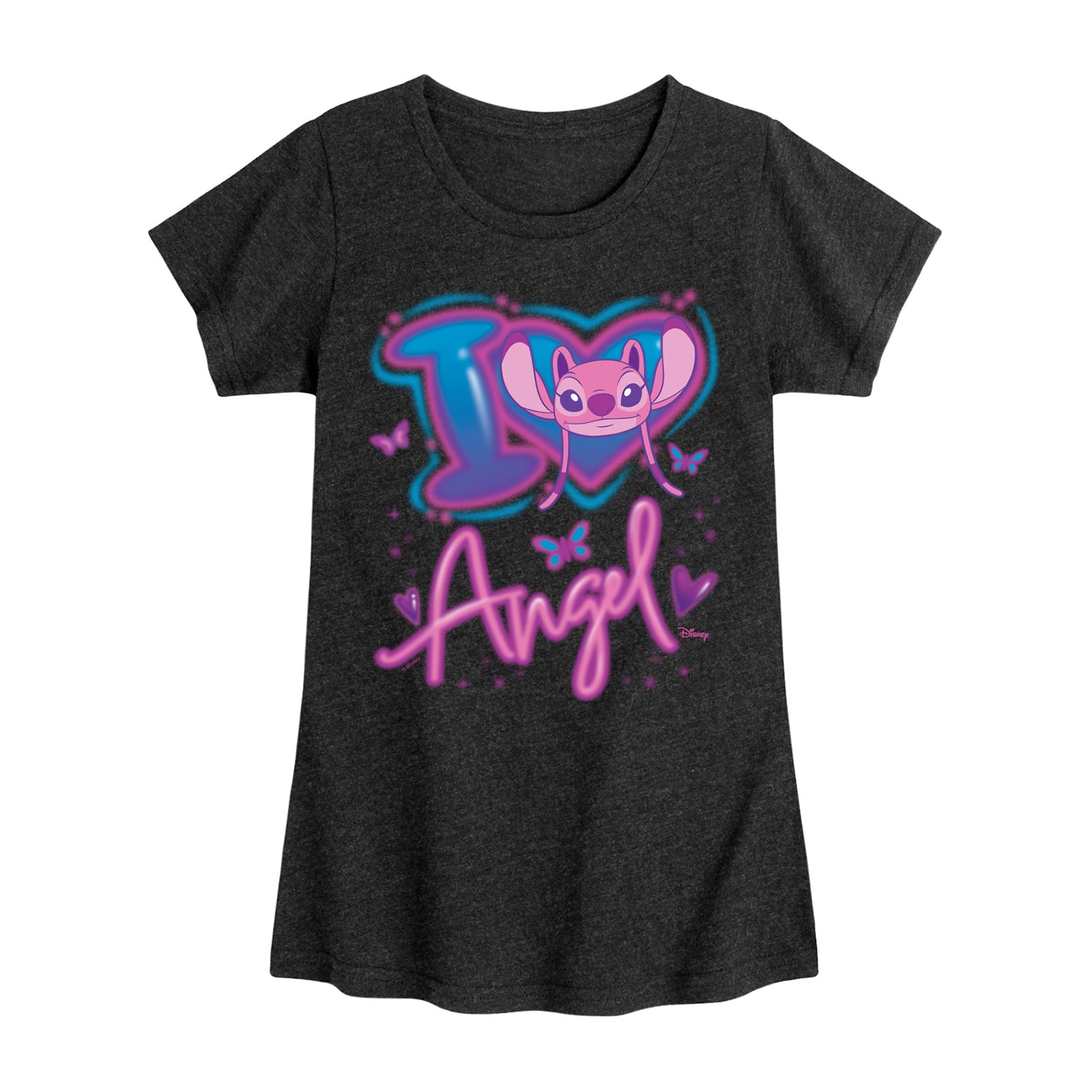 Disney Collection Little & Big Kid Girls Crew Neck Short Sleeve Regular Fit Lilo Stitch Graphic T-Shirt