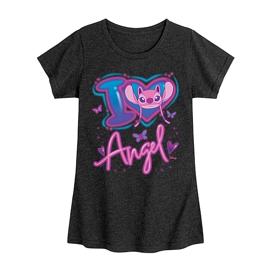 Disney Collection Little & Big Kid Girls Crew Neck Short Sleeve Regular Fit Lilo & Stitch Graphic T-Shirt