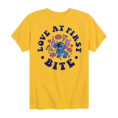 Disney Collection Little & Big Kid Boys Crew Neck Short Sleeve Regular Fit Lilo & Stitch Graphic T-Shirt, X-large, Yellow