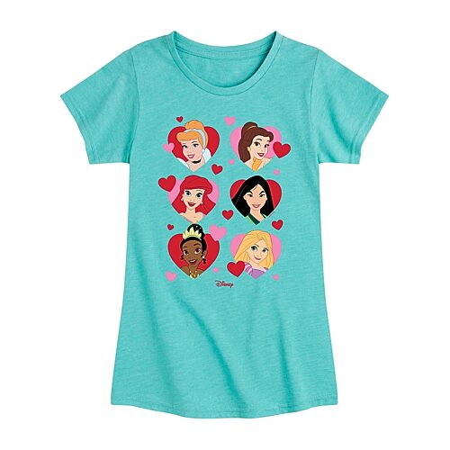 Disney Collection Little & Big Kid Girls Crew Neck Short Sleeve Regular Fit Cinderella Princess Graphic T-Shirt, X-large, Blue