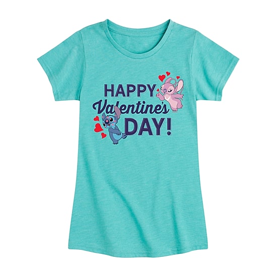 Disney Collection Little & Big Kid Girls Crew Neck Short Sleeve Regular Fit Lilo & Stitch Graphic T-Shirt