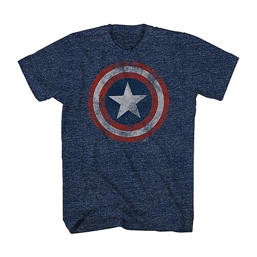 Mens Crew Neck Short Sleeve Regular Fit Captain America Big and Tall Graphic T-Shirt, Large Tall, Blue