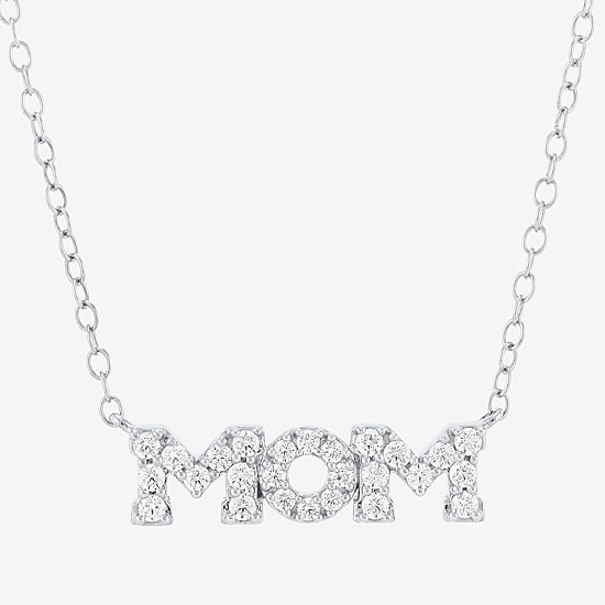 Limited Quantities! "Mom" Womens 1/4 CT. T.W. Lab Grown White Diamond Sterling Silver 18 Inch Pendant Necklace