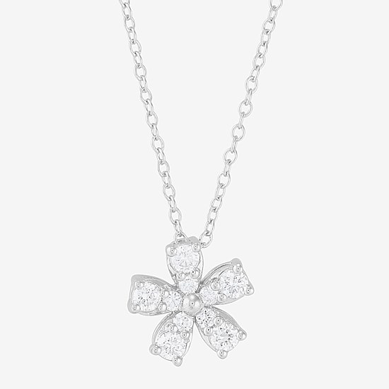 Limited Quantities! Womens 1/3 CT. T.W. Lab Grown White Diamond Sterling Silver Flower 18 Inch Pendant Necklace