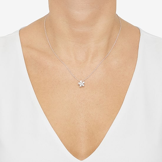 Limited Quantities! Womens 1/3 CT. T.W. Lab Grown White Diamond Sterling Silver Flower 18 Inch Pendant Necklace