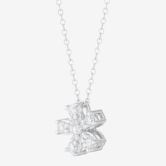 Limited Quantities! Womens 1/3 CT. T.W. Lab Grown White Diamond Sterling Silver Flower 18 Inch Pendant Necklace