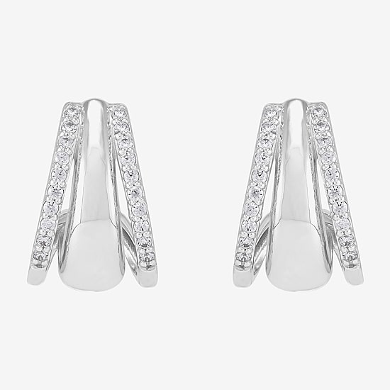 Limited Quantities! Womens 1/4 CT. T.W. Lab Grown White Diamond Sterling Silver 14.5mm Hoop Earrings
