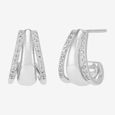 Limited Quantities! Womens 1/4 CT. T.W. Lab Grown White Diamond Sterling Silver 14.5mm Hoop Earrings