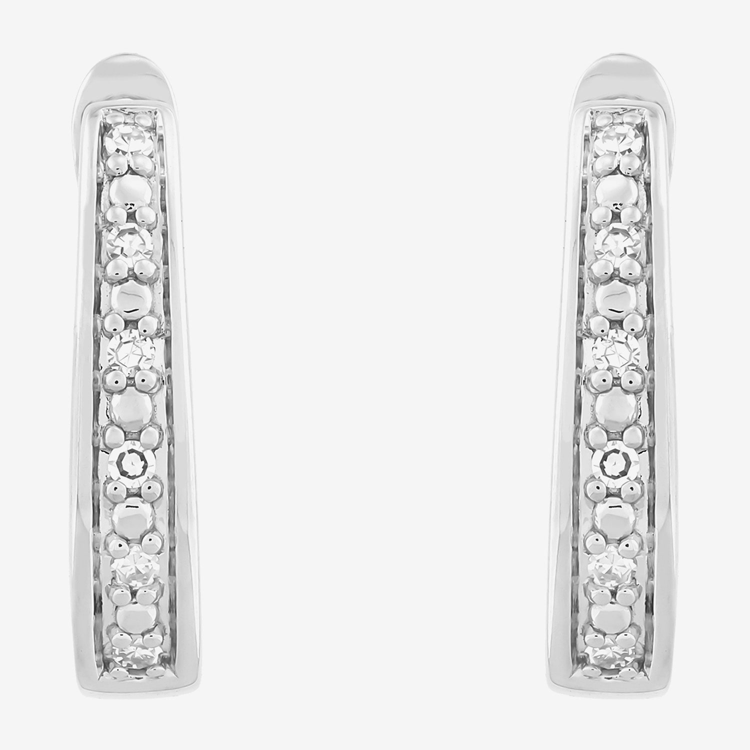 Limited Quantities! Womens 1/10 CT. T.W. Lab Grown White Diamond Sterling Silver 16.1mm Hoop Earrings