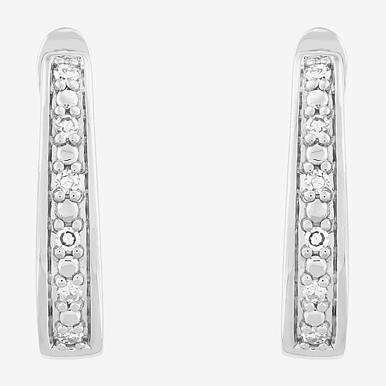 Limited Quantities! Womens 1/10 CT. T.W. Lab Grown White Diamond Sterling Silver 16.1mm Hoop Earrings
