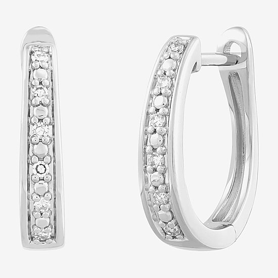 Limited Quantities! Womens 1/10 CT. T.W. Lab Grown White Diamond Sterling Silver 16.1mm Hoop Earrings