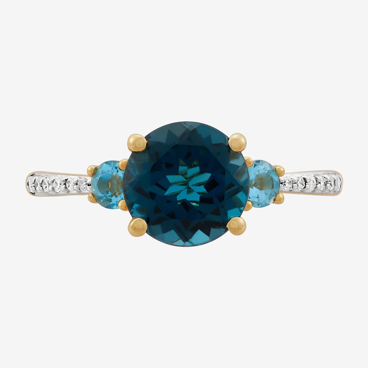 Limited Quantities! Womens Diamond Accent Genuine Blue Topaz 14K Gold Cocktail Ring